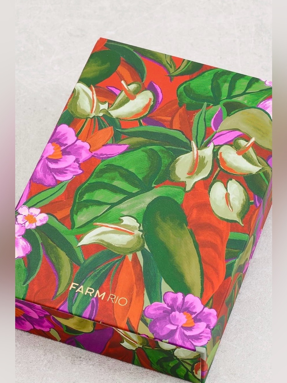 FARM RIO Vibrant Tropical Floral Card Storage Box with 15 Cards and Envelopes